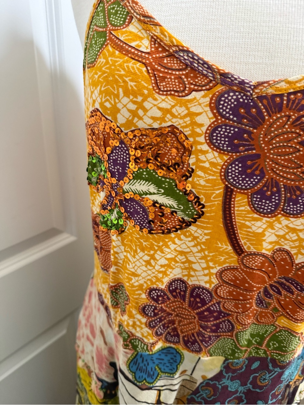 Bohemian Patchwork Floral Maxi Dress in Multicolor - Picture 8 of 14